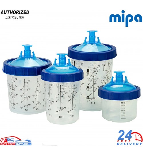 MP PCS 650ml Mixing Cups + 190μm Filters – Disposable Paint Pot System